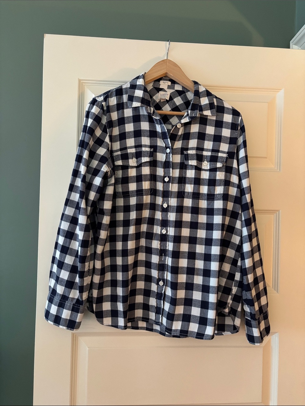 J. Crew Navy and White Buffalo Check Shirt